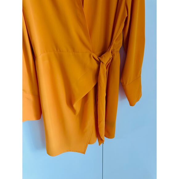 House of Harlow 1960 Orange Mini Wrap Dress Long Sleeve happy Fun Statement - Picture 5 of 7